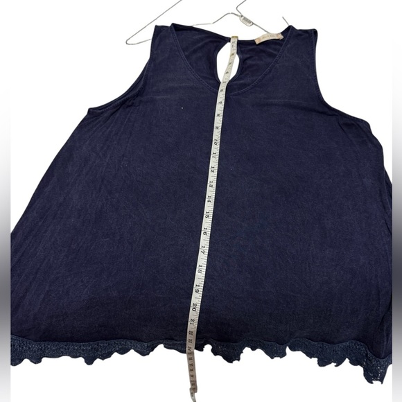 Altar’d State Navy Blue Sleeveless Tank Top with Lace Hem  Boho Style size Large - Picture 4 of 5